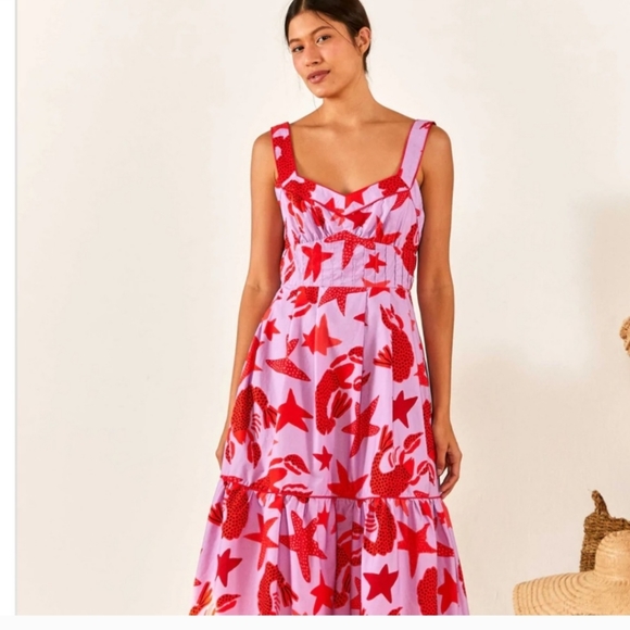 FARM Rio Dresses Farm Rio Lobster Sky Midi Dress Nwt Size M Poshmark